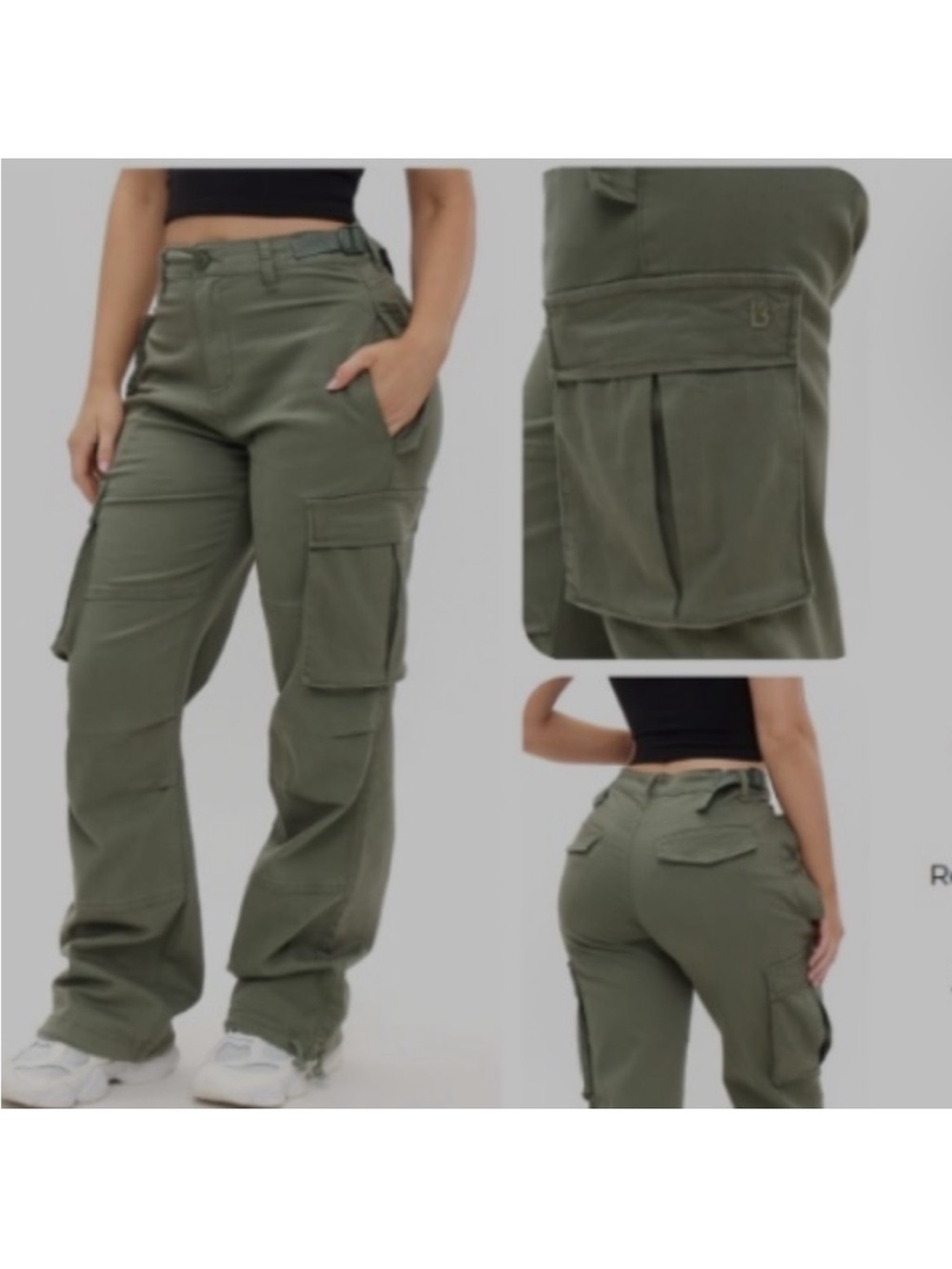 Buffbunny curvy stretch Cargo Pants bone cream size small - Picture 7 of 7